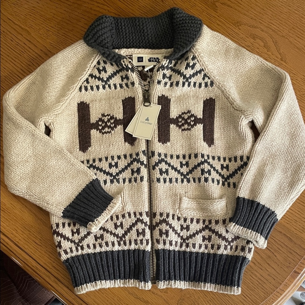 Baby Gap Star Wars Cream and Black Zip-Up Sweater